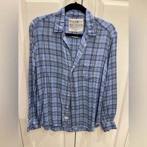 Frank & Eileen blue plaid top